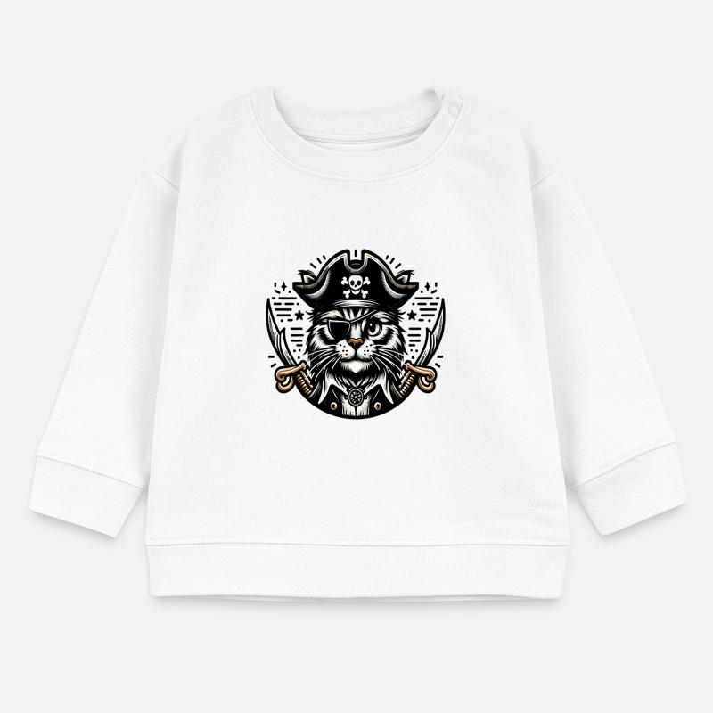 Chat Pirate : Chat pirate avec cache-œil Sweat bébé bio Stanley/Stella