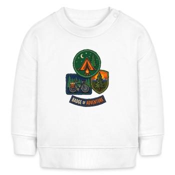 Abenteuerabzeichen Vintage-Aufkleber - Baby Organic Sweatshirt Baby Changer von Stanley/Stella - Weiß - Vorne