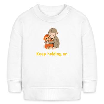 Festhalten: Sanfte Affenumarmung - Baby Organic Sweatshirt Baby Changer von Stanley/Stella - Weiß - Vorne
