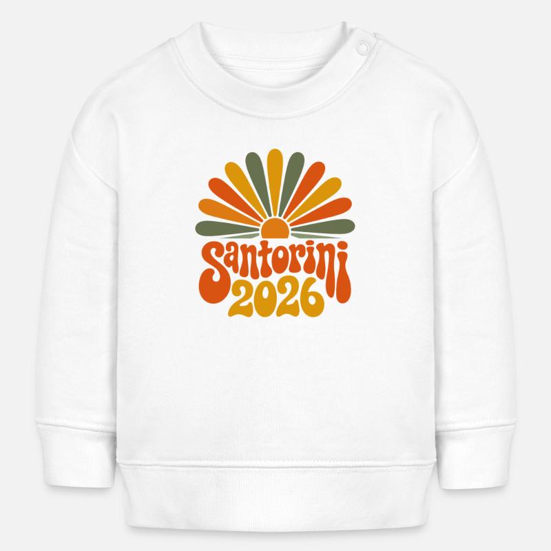 Santorin 2026 Éclat de soleil - Sweat bébé bio Stanley/Stella - blanc