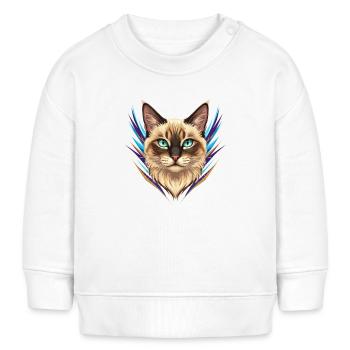 Siam Katzenporträt Neon Akzente - Baby Organic Sweatshirt Baby Changer von Stanley/Stella - Weiß - Vorne