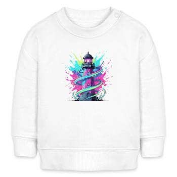 Neonwirbel Leuchtturm - Baby Organic Sweatshirt Baby Changer von Stanley/Stella - Weiß - Vorne