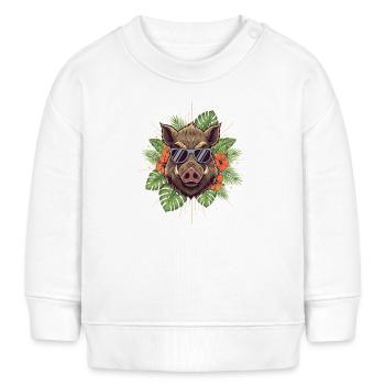 Sonnenbrillen Warzenschwein Tropenstil - Baby Organic Sweatshirt Baby Changer von Stanley/Stella - Weiß - Vorne