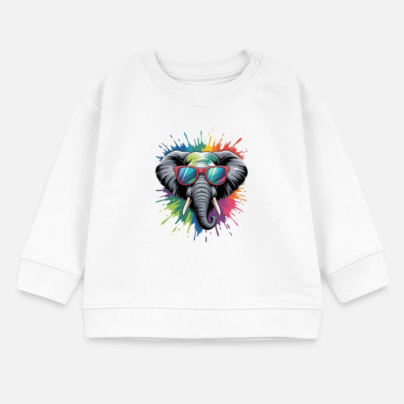 Bunter Elefant Wasserfarben Spritzer Baby Organic Sweatshirt Baby Changer von Stanley/Stella