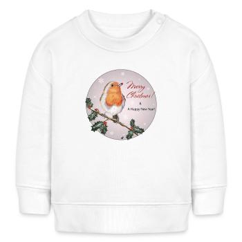 Illustration d’un oiseau sur une branche avec inscription - Sweat bébé bio Stanley/Stella - blanc - Devant
