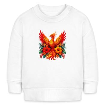 Phénix flamboyant avec fleurs tropicales - Sweat bébé bio Stanley/Stella - blanc - Devant