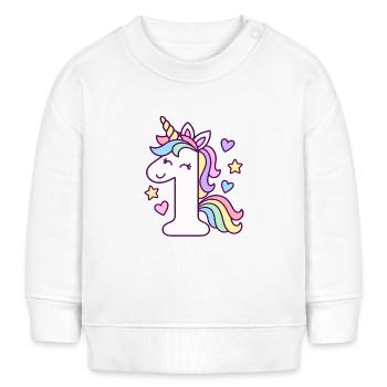 1. Geburtstag Mädchen Einhorn - Baby Organic Sweatshirt Baby Changer von Stanley/Stella - Weiß - Vorne