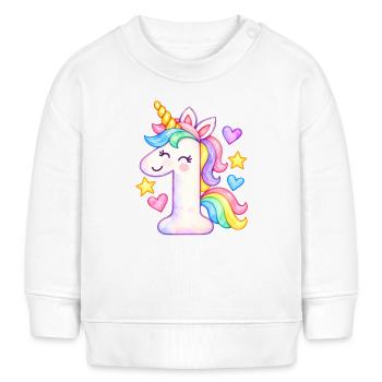 Einhorn Baby 1.Geburtstag - Baby Organic Sweatshirt Baby Changer von Stanley/Stella - Weiß - Vorne