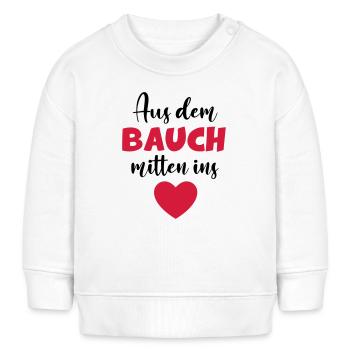 Baby Bauch Herz Liebe Love Geburt - Baby Organic Sweatshirt Baby Changer von Stanley/Stella - Weiß - Vorne