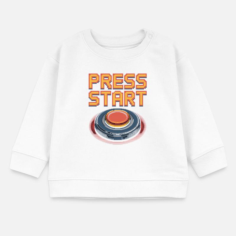 Press Start Retro Gaming Pixel Arcade Button Baby Organic Sweatshirt Baby Changer von Stanley/Stella
