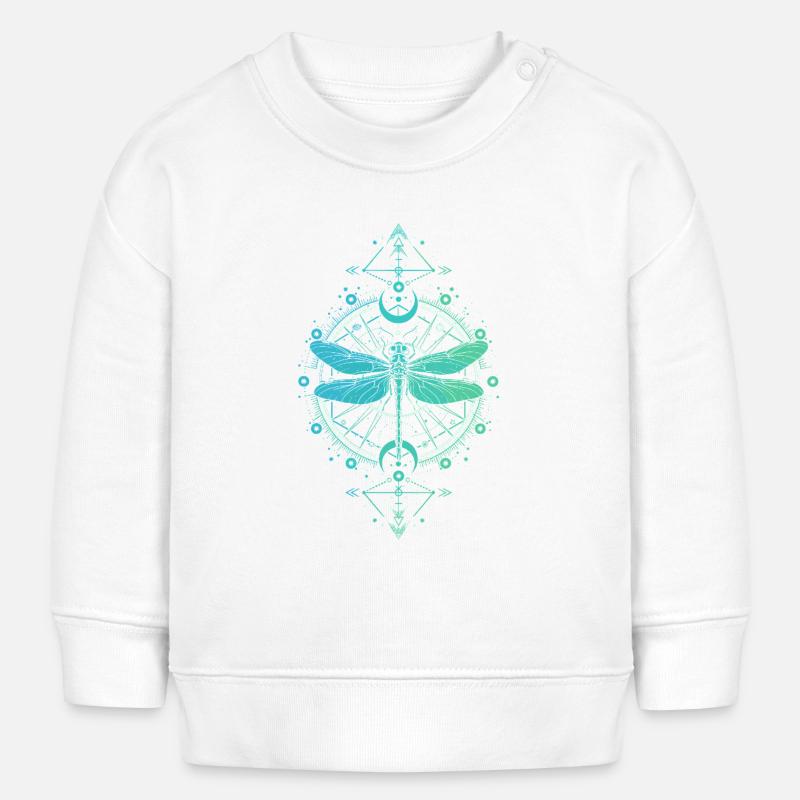 Astronomie - Libellule Mandala Bleu Turquoise - Sweat bébé bio Stanley/Stella - blanc