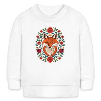 Fuchs im Blütenkranz Farbexplosion - Baby Organic Sweatshirt Baby Changer von Stanley/Stella - Weiß - Vorne