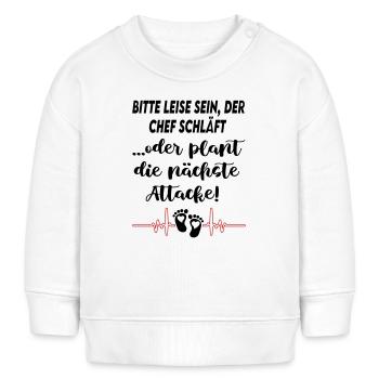 Bitte leise sein, der Chef schläft Babysprüche  - Baby Organic Sweatshirt Baby Changer von Stanley/Stella - Weiß - Vorne