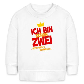 Ich bin schon zwei ... jetzt wird es gefährlich... - Baby Organic Sweatshirt Baby Changer von Stanley/Stella - Weiß - Vorne