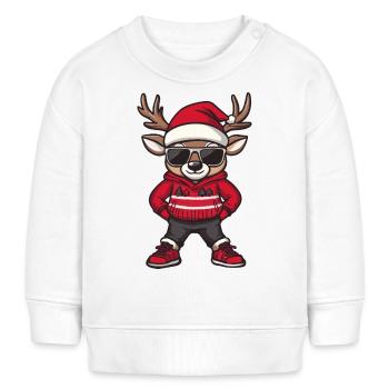 Hirsch Weihnachten Ugly Christmas - Baby Organic Sweatshirt Baby Changer von Stanley/Stella - Weiß - Vorne
