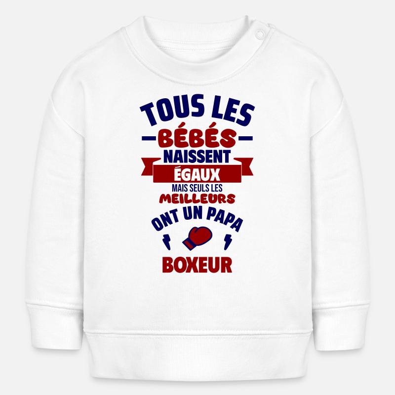Bébé de Papa boxeur, boxe, cadeau de naissance - Sweat bébé bio Stanley/Stella - blanc