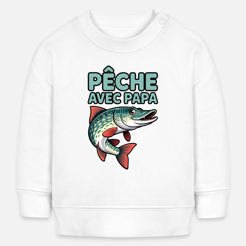 Fish caught with dad - Baby Sweatshirt by Stanley/Stella - white