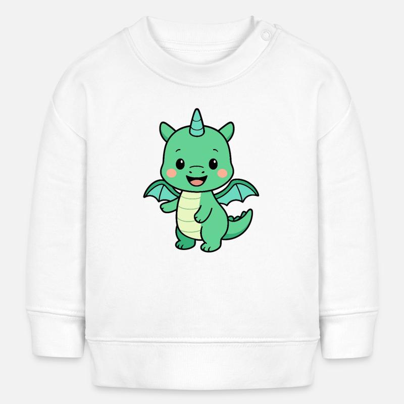 Petit ami dragon vert - Sweat bébé bio Stanley/Stella - blanc