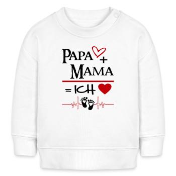 Papa Mama Ich Herz Fuesse Baby Säugling - Baby Organic Sweatshirt Baby Changer von Stanley/Stella - Weiß - Vorne