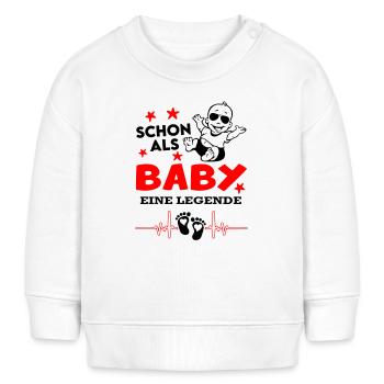 Schon als Baby eine Legende Lustige Babysprüche - Baby Organic Sweatshirt Baby Changer von Stanley/Stella - Weiß - Vorne
