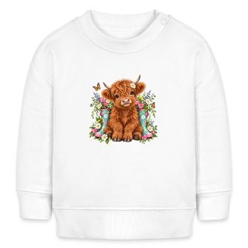 Highland Cow, Schottisches Rind, Hochland Rind - Baby Organic Sweatshirt Baby Changer von Stanley/Stella - Weiß - Vorne
