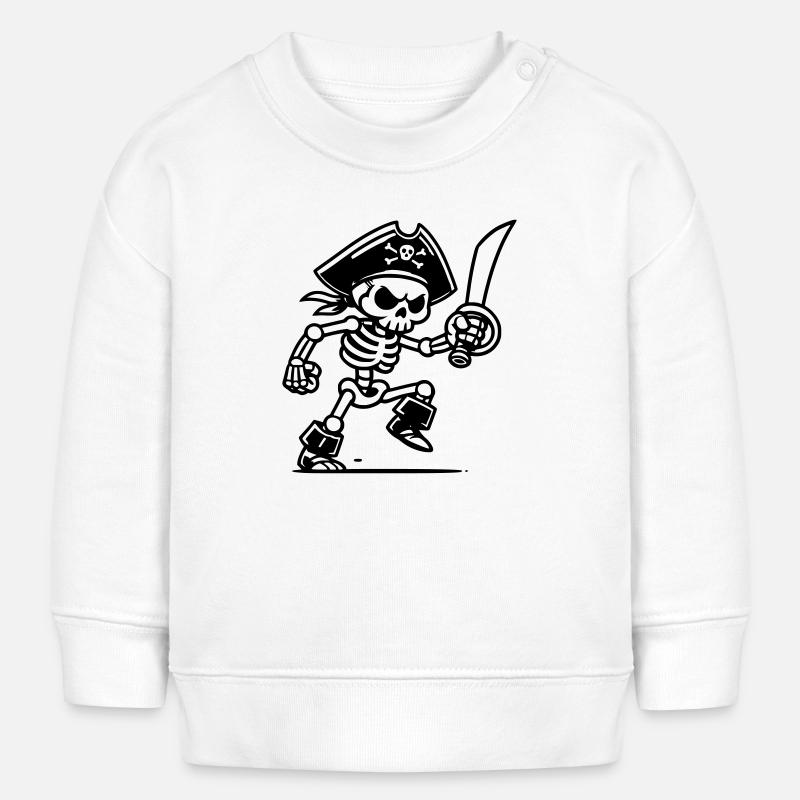 Squelette de pirate avec sabre - Sweat bébé bio Stanley/Stella - blanc