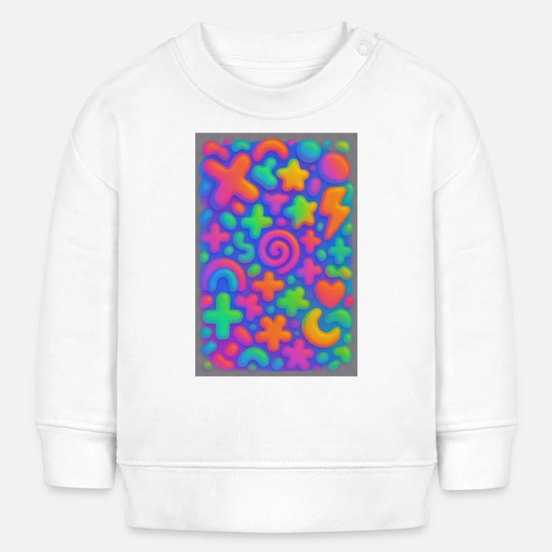 Neon Overload – Überlappende 3D Pop-Art Explosion - Baby Organic Sweatshirt Baby Changer von Stanley/Stella - Weiß