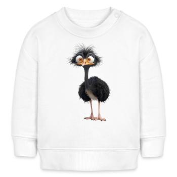 Ein lustiger Vogel Strauß - Baby Organic Sweatshirt Baby Changer von Stanley/Stella - Weiß - Vorne