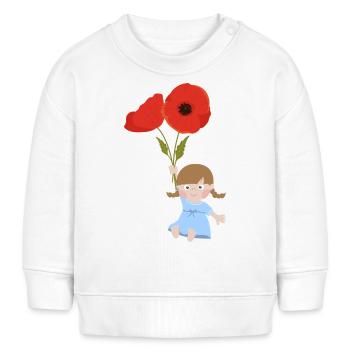 Kleines Mädchen mit Mohnblumen - Baby Organic Sweatshirt Baby Changer von Stanley/Stella - Weiß - Vorne