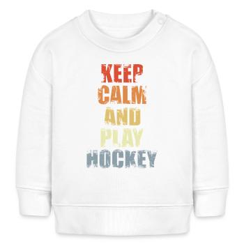 Bleib ruhig und spiel Eishockey - Baby Organic Sweatshirt Baby Changer von Stanley/Stella - Weiß - Vorne
