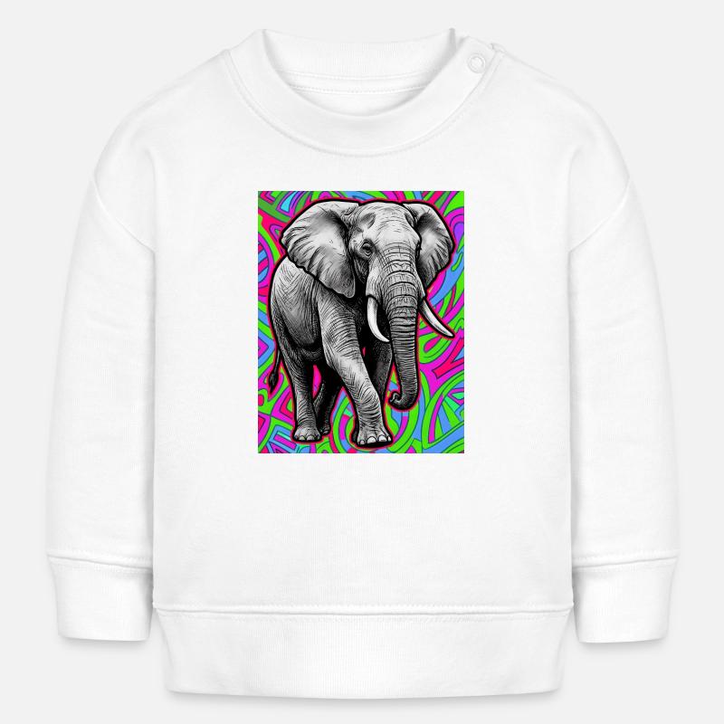 éléphant - Sweat bébé bio Stanley/Stella - blanc