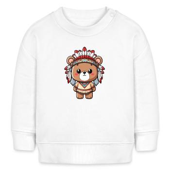 Niedlicher indianischer Bär Kawaii - Baby Organic Sweatshirt Baby Changer von Stanley/Stella - Weiß - Vorne