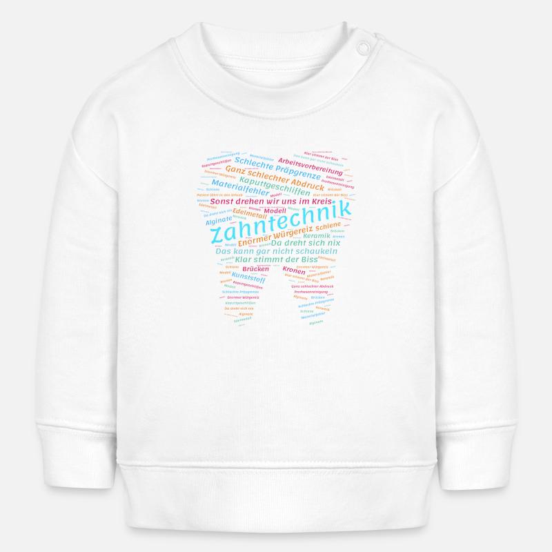 Technologie dentaire Bullshit Nuage de mots coloré - Sweat bébé bio Stanley/Stella - blanc