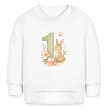 bunny birthday / Hase Geburtstag - Baby Organic Sweatshirt Baby Changer von Stanley/Stella - Weiß - Vorne