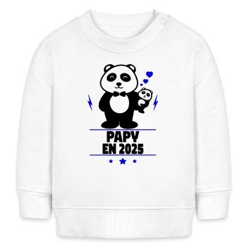 Papy en 2025,Annonce Grossesse,Enceinté,Bébé - Sweat bébé bio Stanley/Stella - blanc - Devant