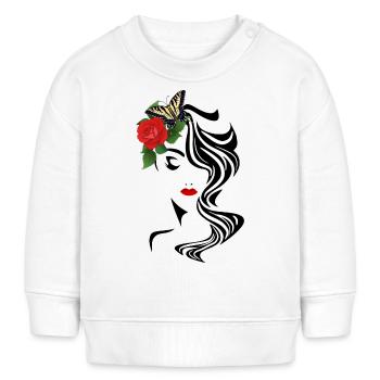 Gesicht mit Schmetterling und Rose - Baby Organic Sweatshirt Baby Changer von Stanley/Stella - Weiß - Vorne
