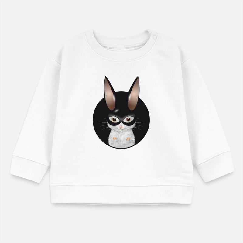 Cute White Mouse with Bunny Mask in Patch Baby Sweatshirt by Stanley/Stella