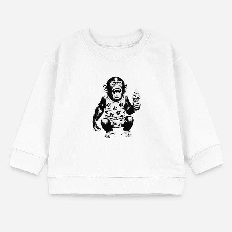 Lachendes Äffchen mit Eis Baby Organic Sweatshirt Baby Changer von Stanley/Stella