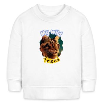 Wildkatze Freundschaft Illustration - Baby Organic Sweatshirt Baby Changer von Stanley/Stella - Weiß - Vorne