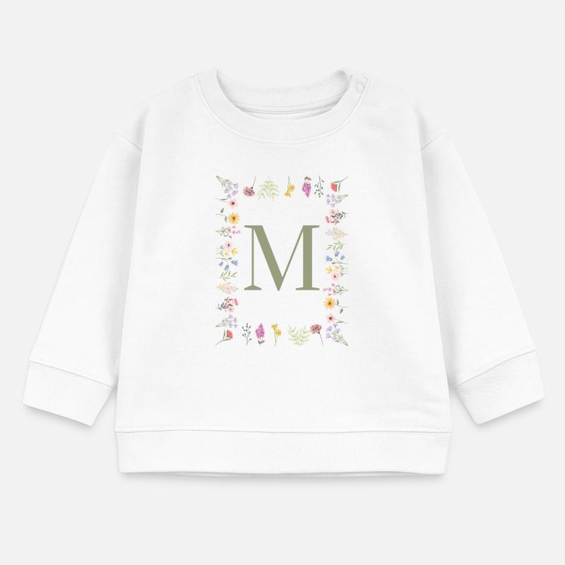 Initiale M Blumen Monogramm Baby Organic Sweatshirt Baby Changer von Stanley/Stella