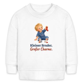 Kleiner Bruder. Großer Charme. – Baby & Kleinkind - Baby Organic Sweatshirt Baby Changer von Stanley/Stella - Weiß - Vorne