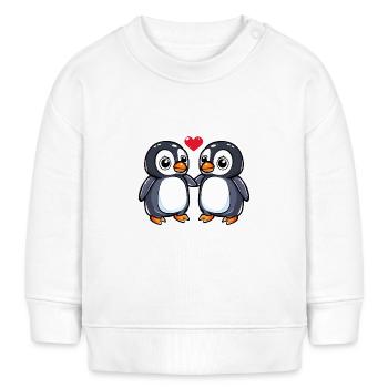 Pinguin Paar Valentinstag - Baby Organic Sweatshirt Baby Changer von Stanley/Stella - Weiß - Vorne