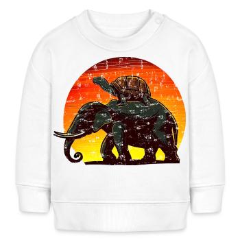 Elephant Turtle Sunset Design - Baby Sweatshirt by Stanley/Stella - white - Front