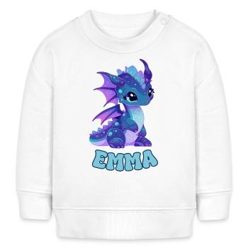Emma - Dragon - Nom - Sweat bébé bio Stanley/Stella - blanc - Devant