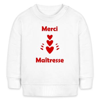 MERCI MAÎTRESSE - Sweat bébé bio Stanley/Stella - blanc - Devant
