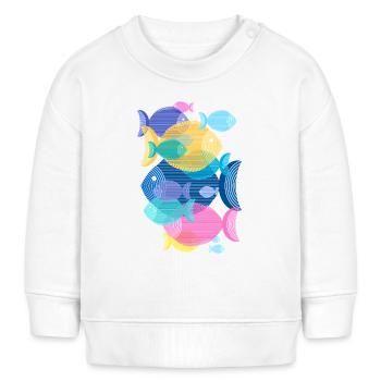 Poissons (Banc, Motif) - Sweat bébé bio Stanley/Stella - blanc - Devant