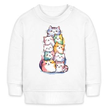 Liebenswerter Stapel bunter Katzen für - Baby Organic Sweatshirt Baby Changer von Stanley/Stella - Weiß - Vorne