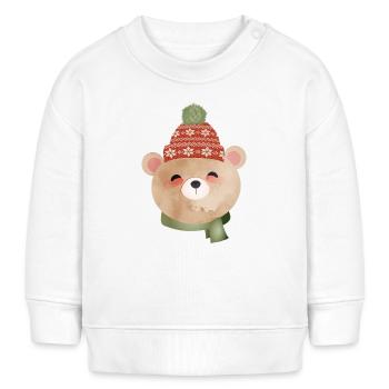 cute bear with bobble hat and scarf in winter - Baby Sweatshirt by Stanley/Stella - white - Front