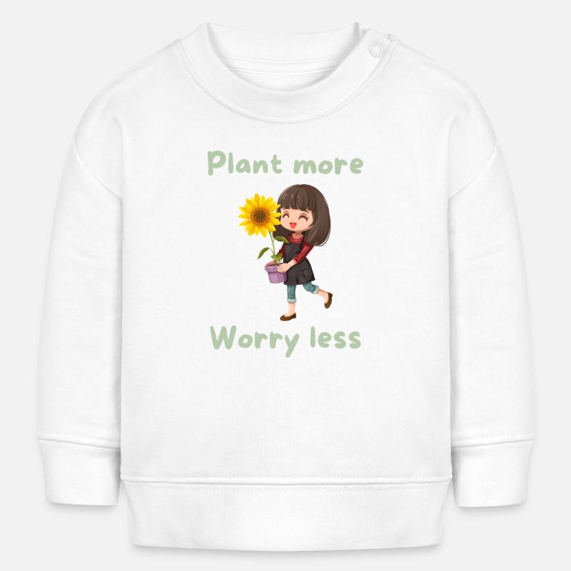 Plantez plus, moins d’inquiétude - Sweat bébé bio Stanley/Stella - blanc