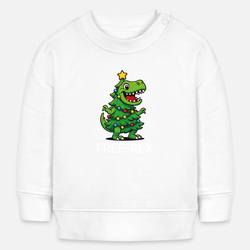 Tree Rex – Noël drôle de dinosaure - Sweat bébé bio Stanley/Stella - blanc